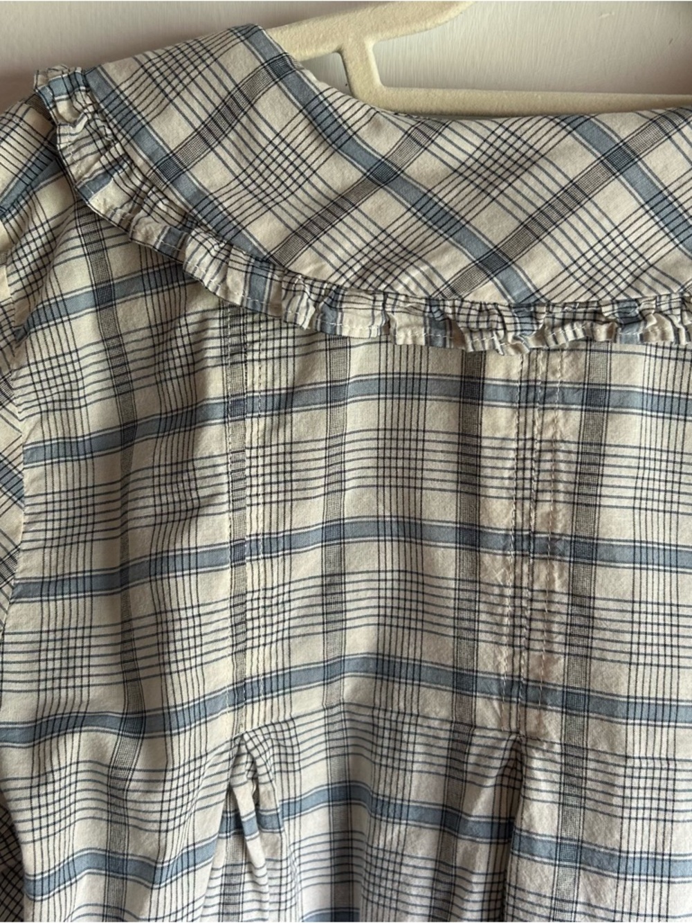 Urban Outfitters Boho Plaid Peasant Blouse - Cream & Blue - Picture 12 of 13